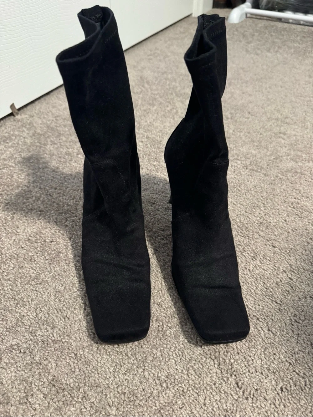 Karen Scott Black “Sock” Square Toe Ankle Boots